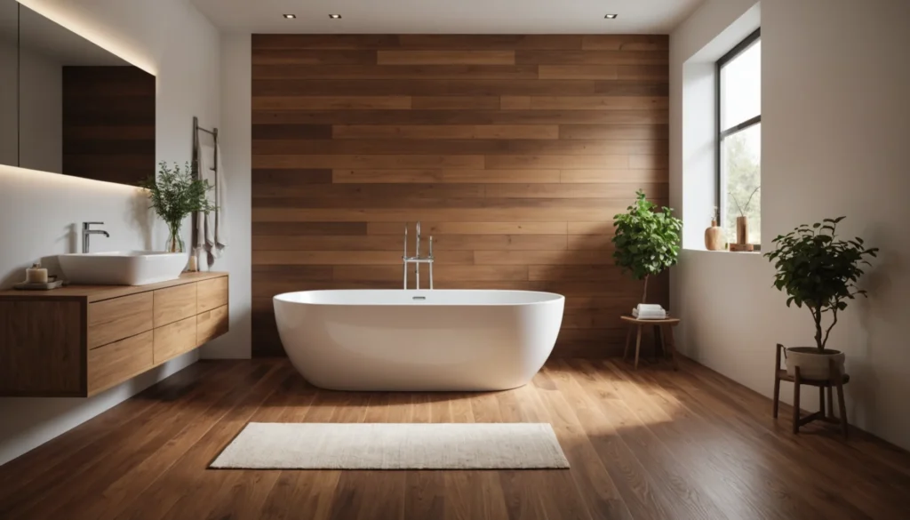 plancher bois dans salle de bain